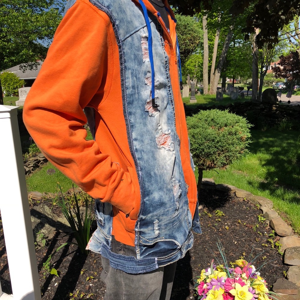 Orange & Recycled Denim/Hoodie Hybrid